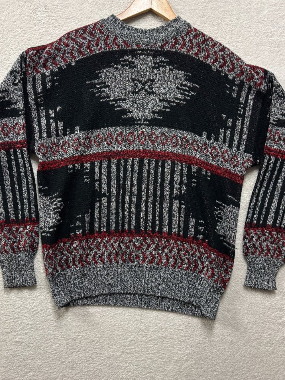 VTG Sostanza Sweater Mens Large Fashion Police Geometric Grandpa Grunge Acrylic